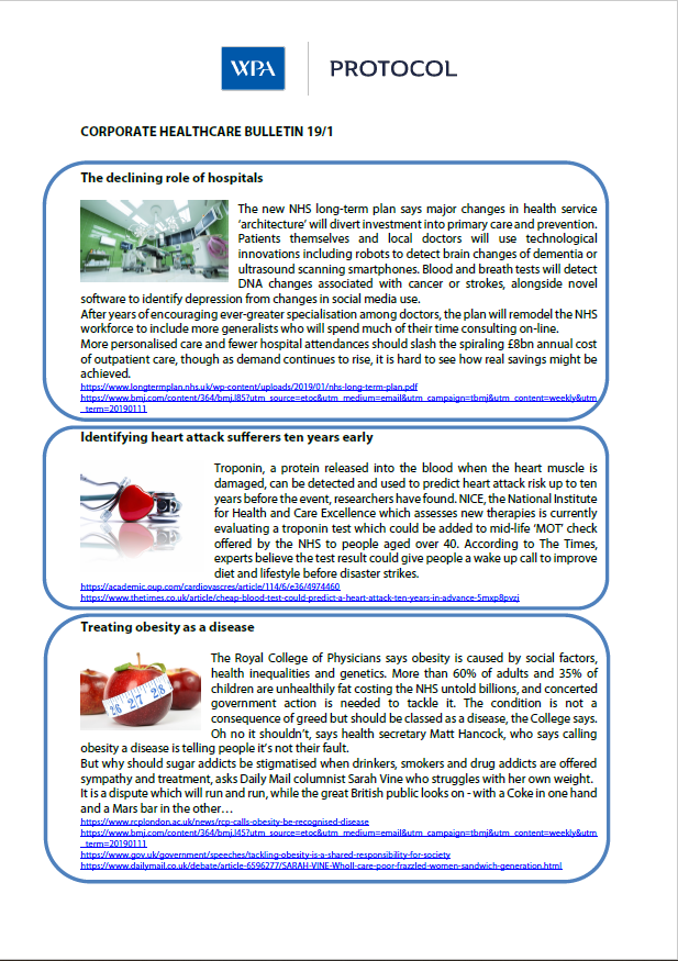 Corporate Healthcare Bulletin Jan 19